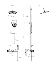Душевая стойка Wonzon & Woghand WW-B3097-A-BG с термостатом брашированное золото